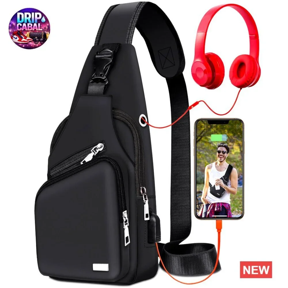 Waterproof PU Leather Crossbody Sling Bag Backpack Daypack